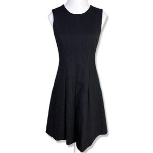 THEORY Black Wool Fit and Flare Sleeveless Tea Dress